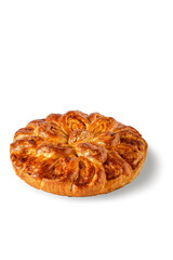Golden Baked Pastry Featuring Decorative Swirls and Flaky Layers of