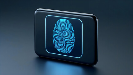 Glowing Fingerprint on Digital Device   Biometric Security