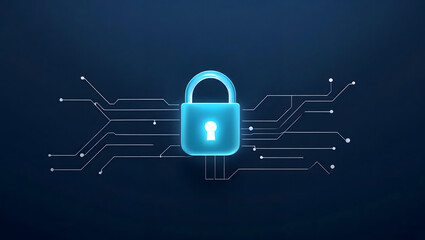 Cyber Security  Digital Padlock on Circuit Board