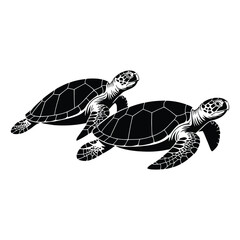 Obraz premium Seagrass Grazing Turtles Silhouette, Vector, Illustration, Icon, Logo, White Background.