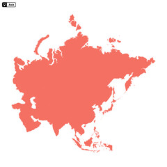 Asia continent map vector isolated on transparent background