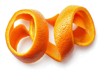 orange spiral citrus peels isolated on a transparent background