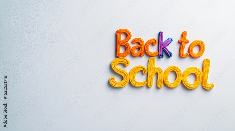 Poster colorful back to school sign made of modeling clay on a white background provides a vibrant and play
