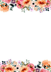 Watercolor flowers background vector for design.