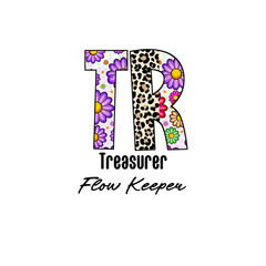 TR Monogram Design with Floral and Leopard Print Patterns