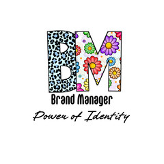 Colorful BM Letters with Leopard Print and Flower Design