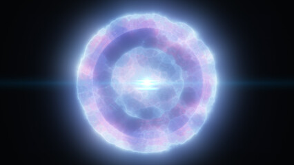 Soft glowing energy sphere with pale hues and gentle light flares, emitting an ethereal and futuristic glow