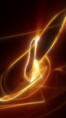 Fluid golden abstract form with soft glow and smooth curves on a dark background, resembling liquid light