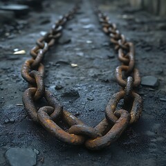 Forgotten rusted chain along deserted path High Resolution Picture