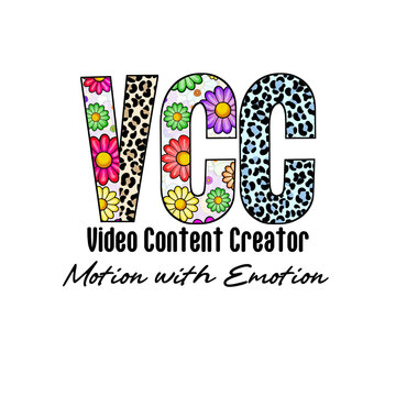 Colorful VCC Letters with Flower and Leopard Print Design