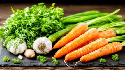 Fresh Organic Carrots  Garlic  Herbs   Zucchini  Healthy Harvest