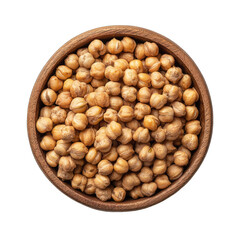 Roasted chickpeas in a wooden bowl, overhead view