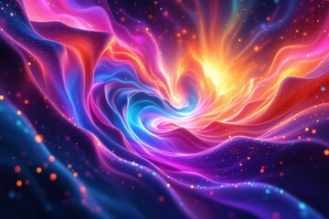Colorful abstract swirling patterns with vibrant light effects and blurred textures
