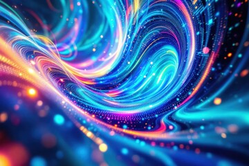 Colorful abstract swirling patterns with flowing light effects