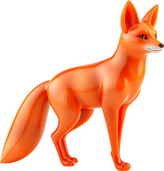 A refined fire opal fox sculpture with smooth curves and sharp tail, poised alertly. 