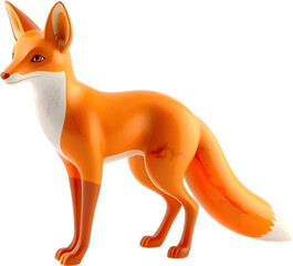 A refined fire opal fox sculpture with smooth curves and sharp tail, poised alertly. 