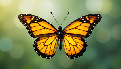 Fototapeta premium butterfly on yellow color, 3D Rendering illustration