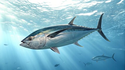 Obraz premium Cartoon Tuna Can with Pull-Tab and Pink Chunks for Branding