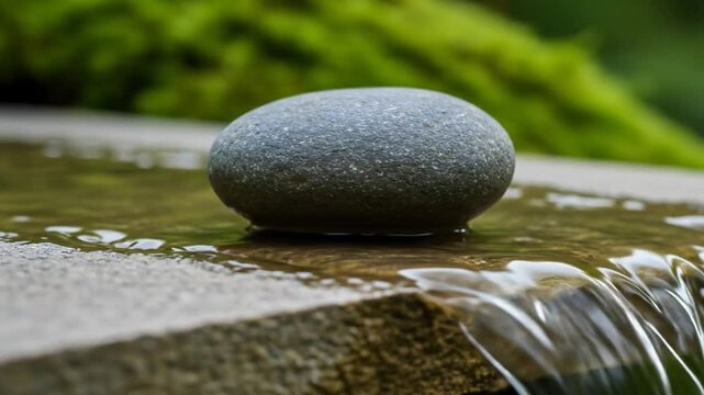 Gray stone in water flowing over rocks