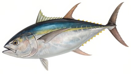Fototapeta premium Bold Cartoon Tuna with Expressive Eye and Intense Color Palette