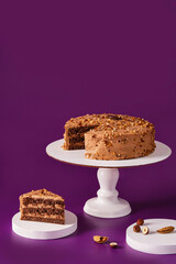 Indulgent and Delicious Chocolate Layer Cake Beautifully Presented on a