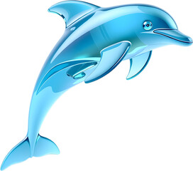 Serene aquamarine dolphin sculpture, polished, sleek, minimalist, graceful leap.