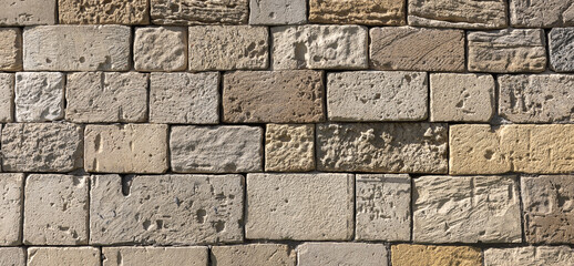 Closeup of Textured Stone Brick Wall in Neutral Tones