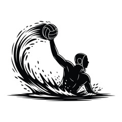 Water Polo Splash Silhouette, Vector, Illustration, Icon, Logo, White Background.