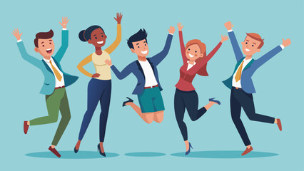 Obraz premium Diverse Group of Business People Cheering and Celebrating Together, Showing Excitement and Success