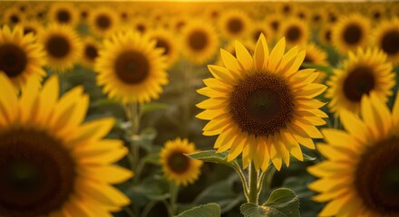 Obraz premium Exploring the Golden Symphony of Sunflowers A Field of Yellow Delights Under the Warm Embrace of the Sun Captivating Summer Landscape