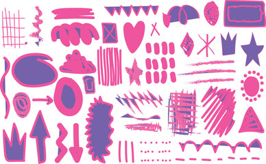 hand drawn vector set of floral elements .Italian or greek style vacation hand drawn vector illustrations in grunge chalk or charcoal rough doodle sketch style elements. Summer vacation in i