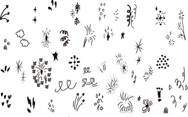 hand drawn vector set of floral elements .Italian or greek style vacation hand drawn vector illustrations in grunge chalk or charcoal rough doodle sketch style elements. Summer vacation in i