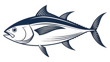 Obraz premium A minimalistic silhouette of a tuna fish using stylized tail geometry and clean, sweeping lines.