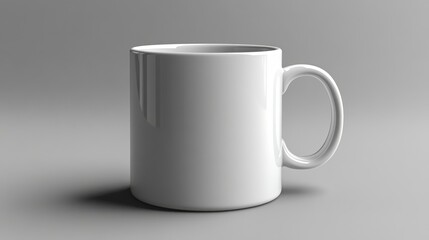 Obraz premium Mockup of a blank white ceramic mug on a neutral background for design presentations