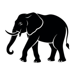 Elephant silhouette vector isolated on white background