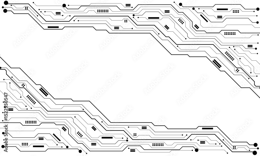 Poster abstract black circuit board technology connected lines electronics elements computer motherboard ch