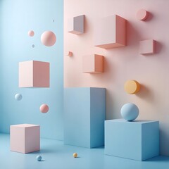 3d render of a room with a wall and a floor