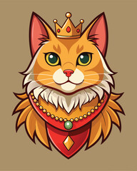 Fototapeta premium Cute cat in a crown. Vector illustration of a cat.