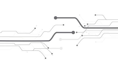 Abstract Futuristic Technology grey lines circuit cyber. High-tech circuit board connection system.Vector abstract technology on a white background.