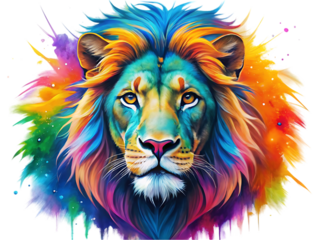 Vibrant Rainbow Lion: Colorful Animal Art for Your Projects