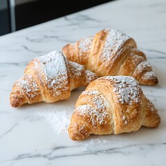 fresh croissant on a wooden table
