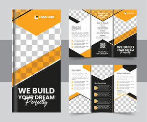 Real Estate & Construction Business Brochure | A4 Tri-Fold InDesign Template for Builders & Developers