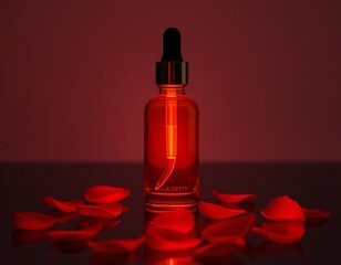 Luxurious Serum Bottle with Rose Petals