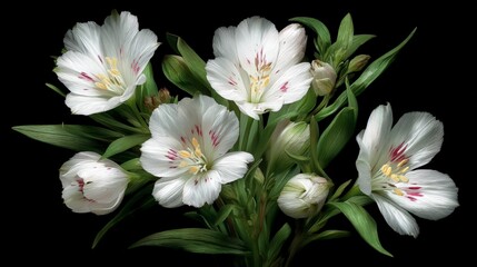 Obraz premium Elegant White Alstroemeria Flowers Studio Shot Floral Painting High Resolution