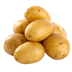 Freshly harvested new potatoes grouped together on a black background for culinary applications
