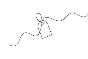 Obraz premium Price tag continuous one line drawing minimalist outline vector design 
