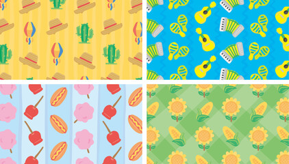 Set of decorated backgrounds and banners for Festa Junina.Horizontal,wide version.