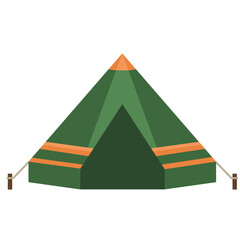 Green tourist camping tent icon isolated on white background.