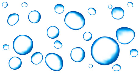 Micellar water, blue air bubble background.