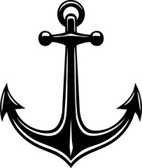 Anchor Shape in Silhouette Vector | Nautical Black Vector Art Illustration